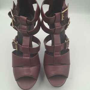 Charlotte Russe steletos size 8 brown platform open toe.